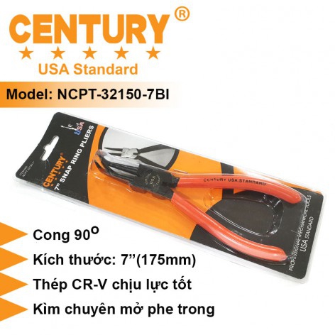 Kìm Phe Trong Mũi Cong 90 Độ Cán Cam CENTURY