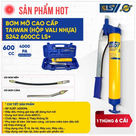 Bơm Mỡ Cao Cấp Taiwan (Hộp Vali Nhựa) LS+