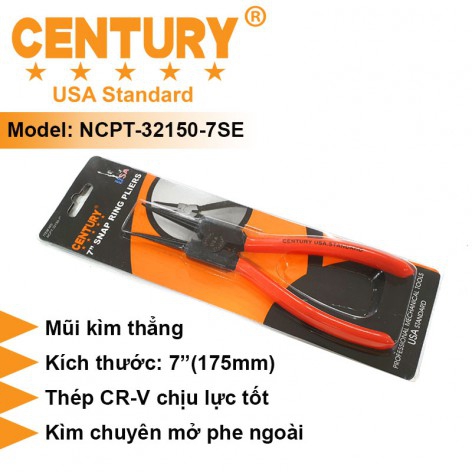 Kìm Phe Ngoài Mũi Thẳng Cán Cam CENTURY