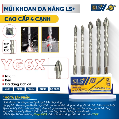 Mũi Khoan Đa Năng 4 Cạnh LS+