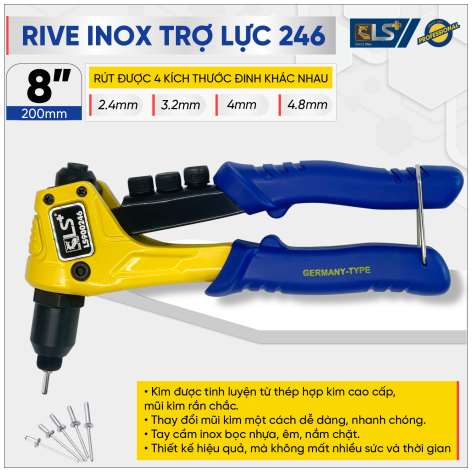 Kìm Rive Inox Trợ Lực – 246 LS+