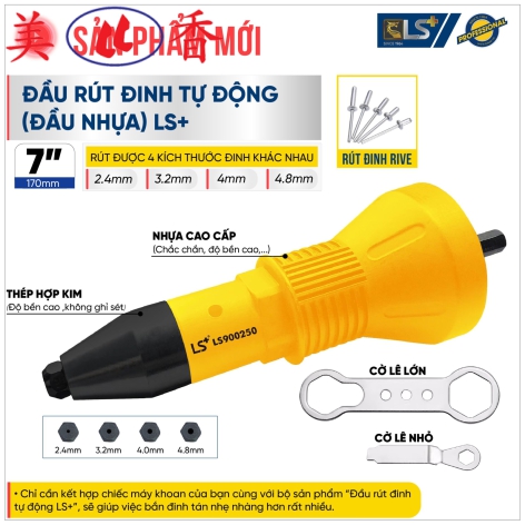 Đầu Rút Rive Tự Động (Đầu Nhựa) LS+